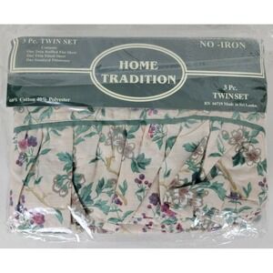 Vintage NIP Home Tradition Twin Sheet Set Vines‎ & Flowers Floral
